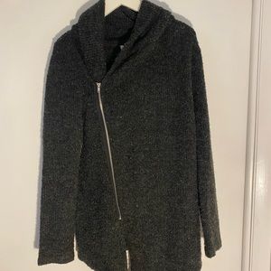 Wool slanted zipper cardigan